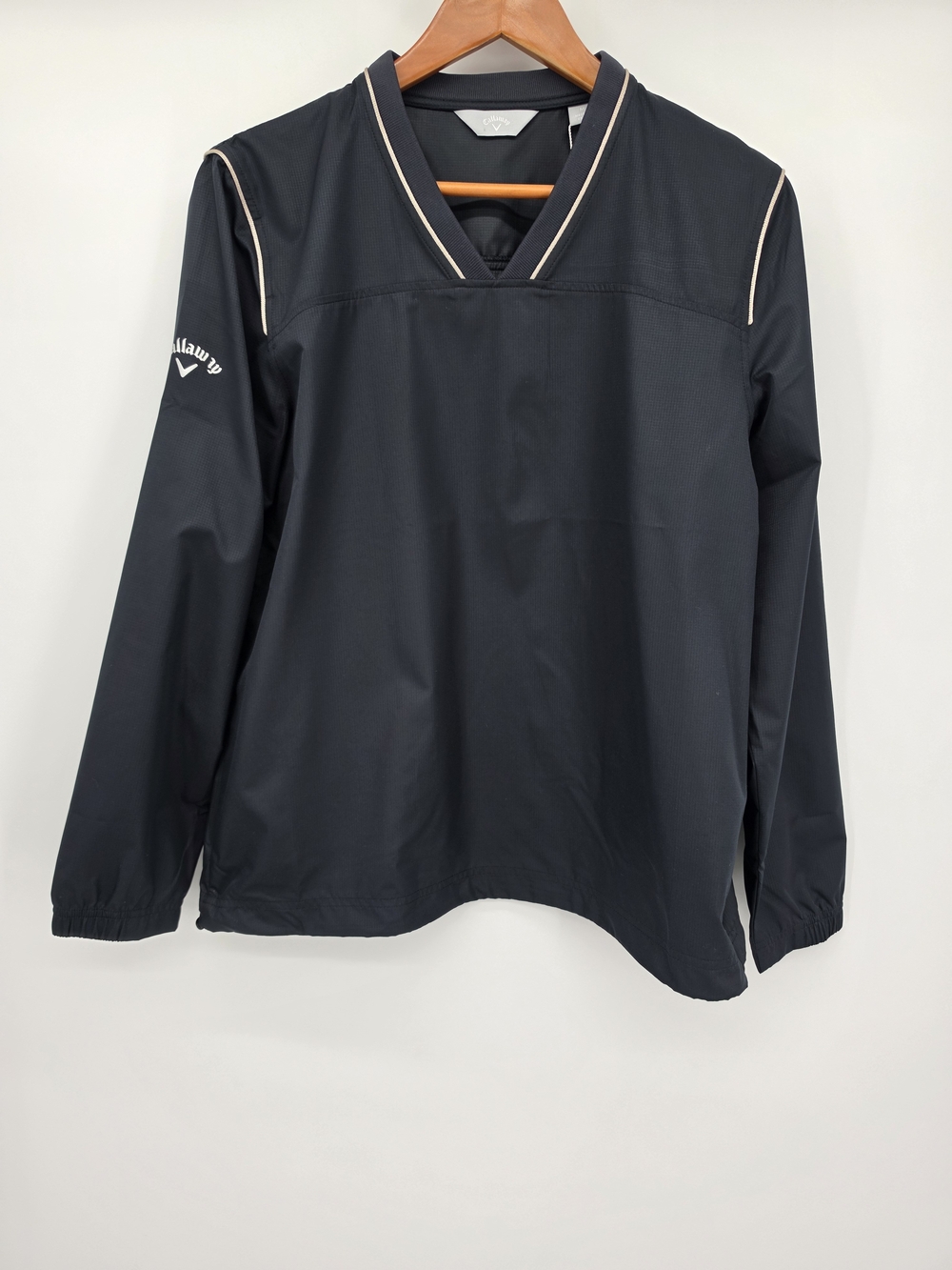 Callaway Womens Black V-Neck Pullover Windbreaker Jacket Size Medium New